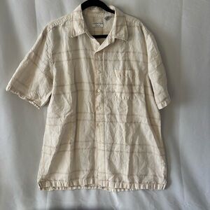 Men's Covington, Cream, Linen / Cotton Short Sleeve Shirt, Size XL‎